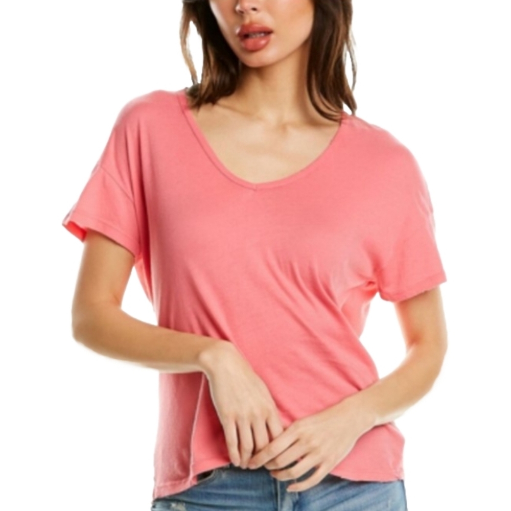 WILDFOX Chrissy V Neck Tee in Bubblegum size XS
